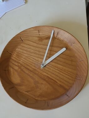 CB2 Natural Wood Wall Clock with White Hands